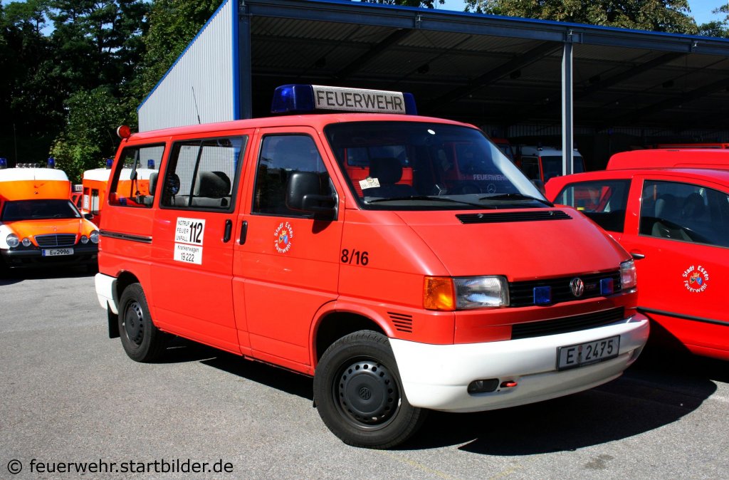 MTF 8/16 (E 2475) (Florian Essen 8-MTW-4).
Aufgenommen auf der Feuerwache 1 in Essen am 5.9.2010.
Dieser MTF steht bei der FF Essen Kettwig.